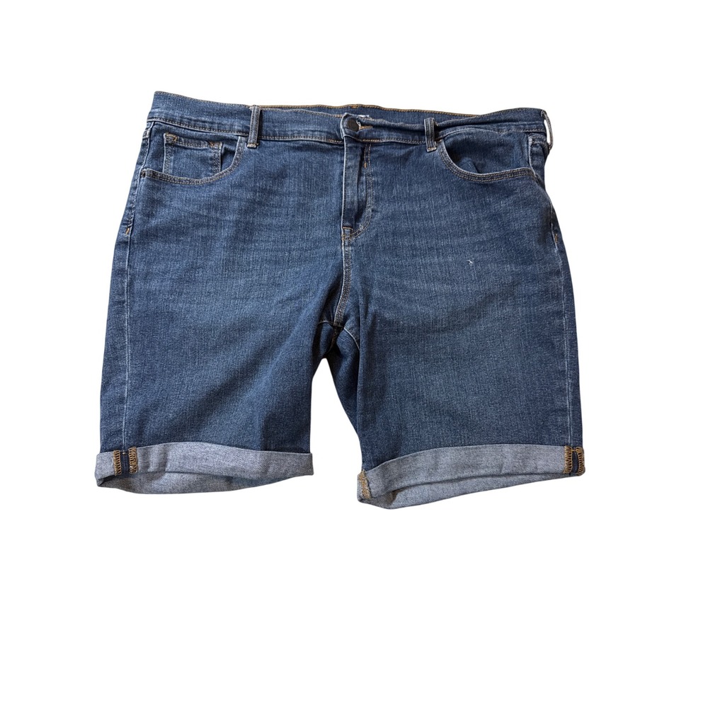 Old Navy Womens Size 16 Dark Wash Denim Cuffed Jean Shorts Mid Rise Stretch